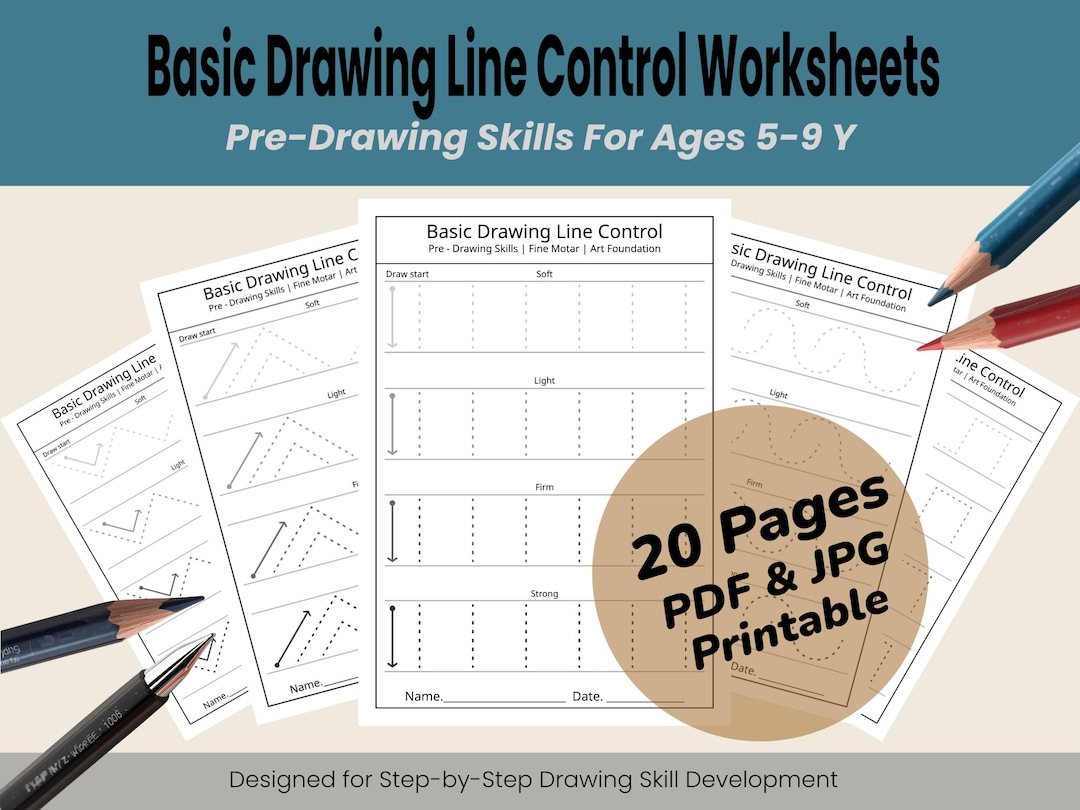 Line Control Worksheet Tricky Line Control Worksheets for Kids, Pencil Pressure Practice (PDF & JPG ...
