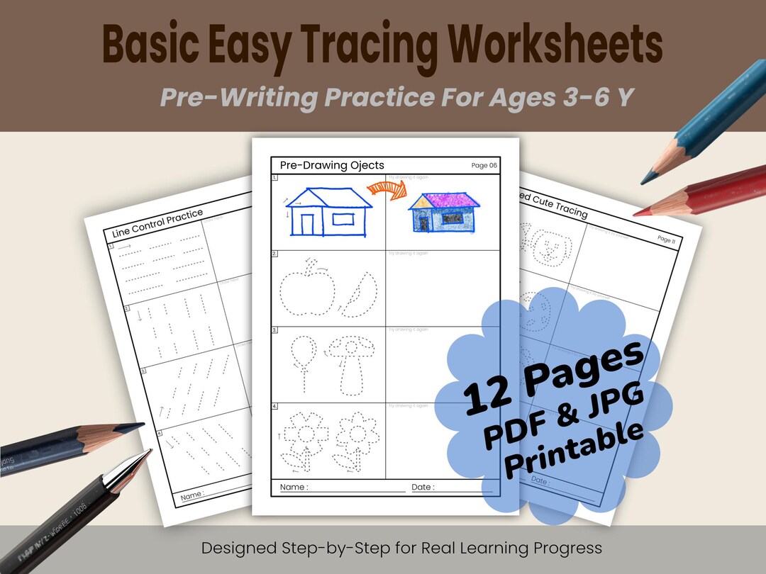 Preschool Tracing Worksheets Printable, Basic Drawing & Line Practice ...