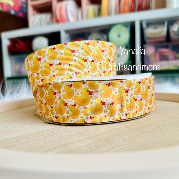 1.5 grosgrain ribbon, duck grosgrain ribbon, hairbow ribbon, duck print grosgrain, animal print grosgrain ribbon,ribbon for bows,1.5" ribbon