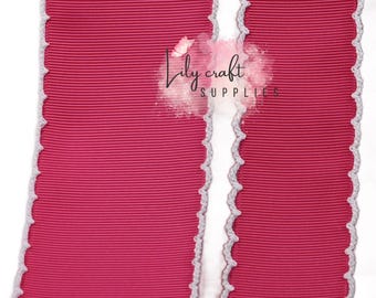 1.5" - 2.25" fuchsia moonstitch ribbon, Wavy Edge Grosgrain ribbon, wavy ribbon, moonstitch edge ribbon, azalea moonstitch ribbon