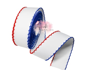 4th of july grosgrain ribbon, patriotic moonstitch ribbon, 4th of july moonstitch ribbon, embroidery ribbon, red white and blue moonstitch