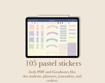 105 pegatinas digitales pastel / pegatinas PNG / pegatinas precortadas, pegatinas precortadas / GoodNotes / One note / pegatinas de planificador / pegatinas estéticas