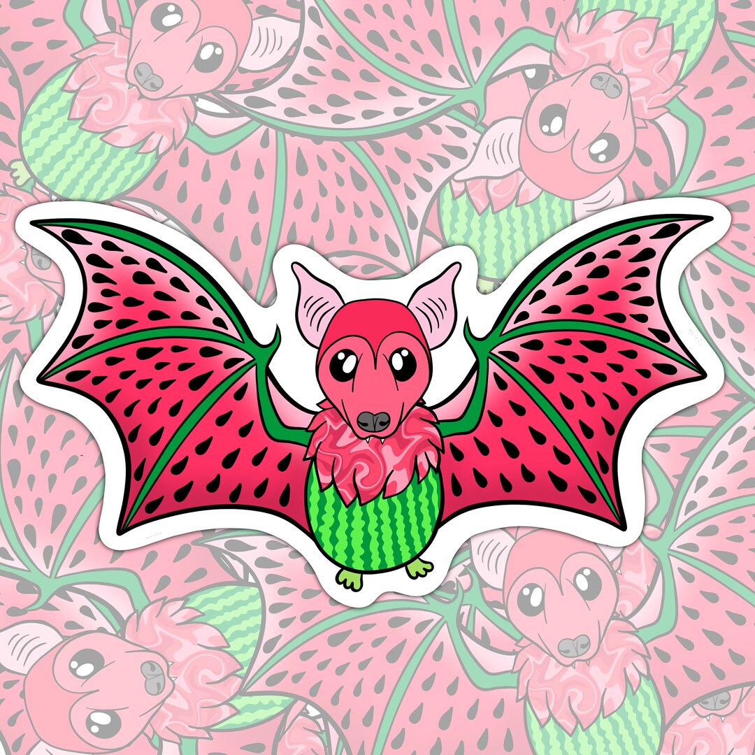 Watermelon Fruit Bat STICKER Etsy