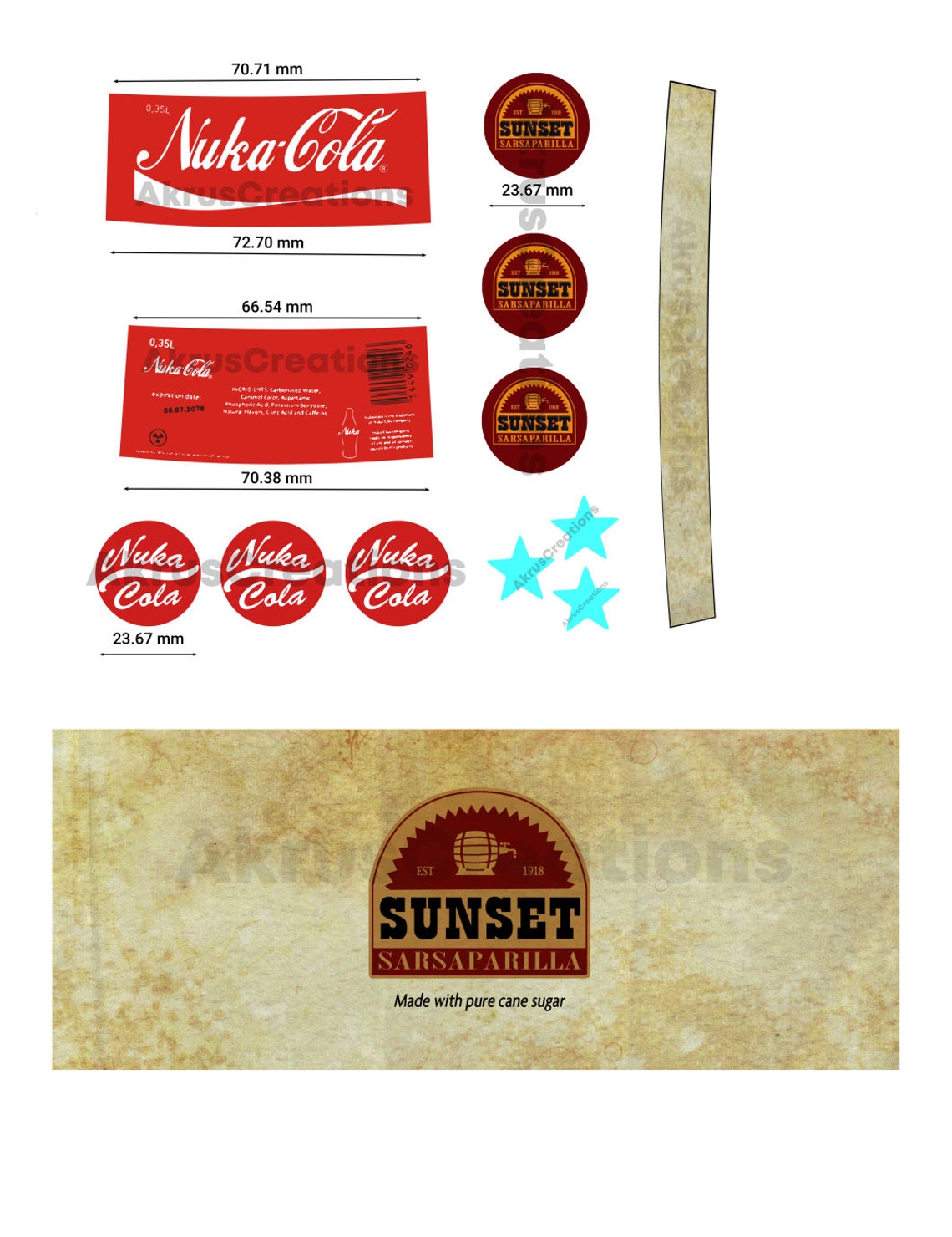 Nuka Cola &amp; Sunset Sarsaparilla Sticker Print File - Etsy