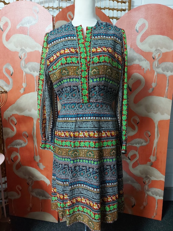 1970's Paisley Print hippy Dress - image 1
