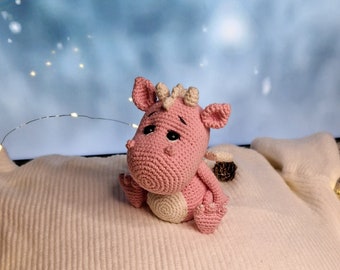 Pinky Amigurimi Crochet Toy Pink Dragon Mascot Fantasy Animal Christmas Birthday Gift