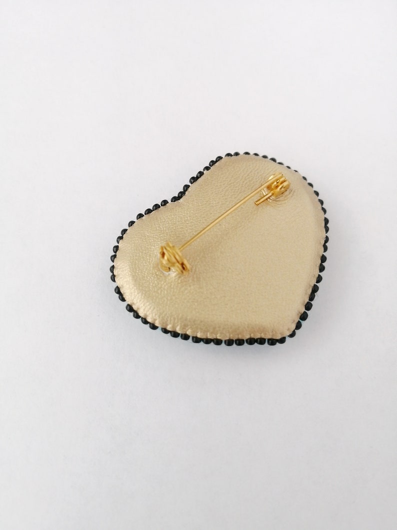 Personalized gift for women Valentine heart beaded brooch