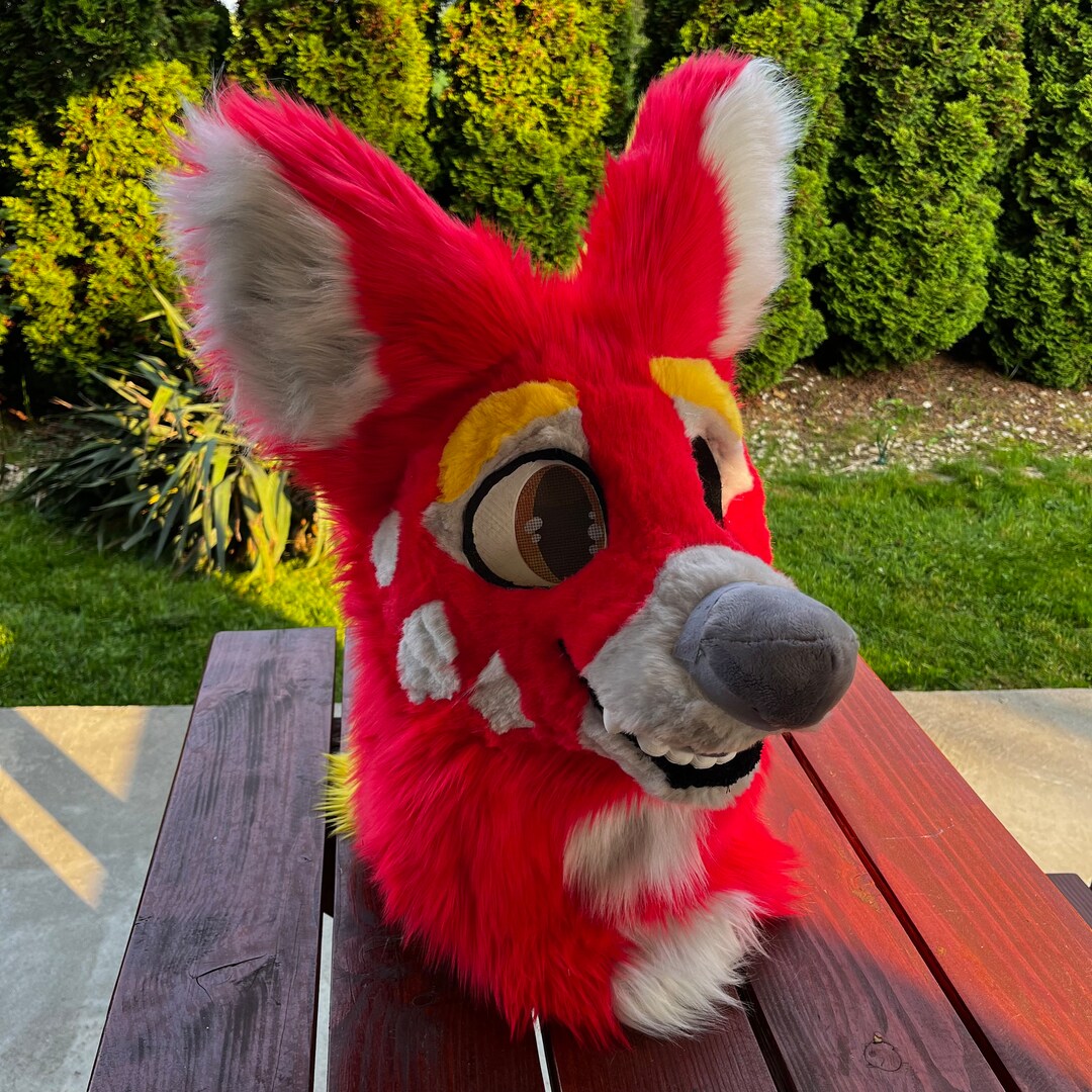 Premade Red Canine Fursuit Head Etsy Australia