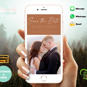 SAVE THE DATE | Whatsapp | iMessage | Email | Text | Digital | Minimal Rustic Portrait | Instant Download | diy Template [sd-010]