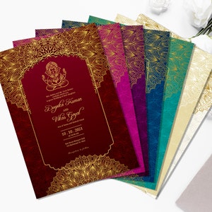 Indian Wedding Invitation, Ganesha Invite - Multi-Pack, Printable Invitation, Instant Download, Editable Template [Invite-Multi-001]