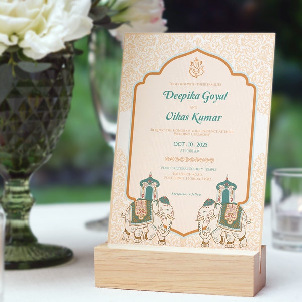 Indian Wedding Invitation, Ganesha Invite - PASTEL ELEPHANTS, Printable Invitation, Instant Download, Editable Template [Invite-015]