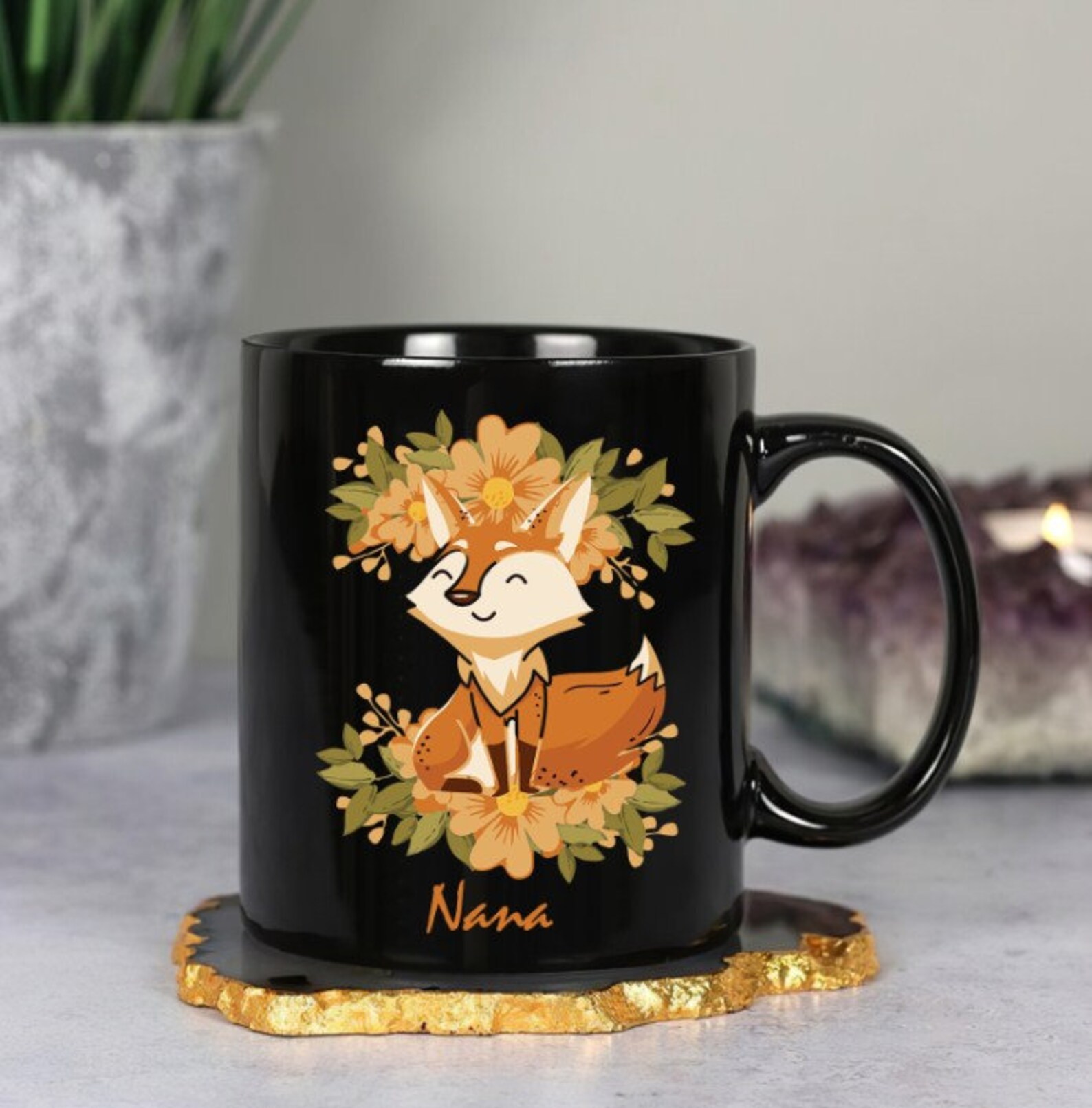 Fox Mug with Name Fox Coffee Mug Personalized Fox Coffee Cup Etsy