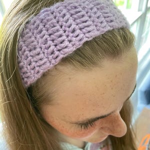 Crochet Tied Headband, comfortable wide headband washing face, purple headband, violet, crochet summer headband, hair accessory