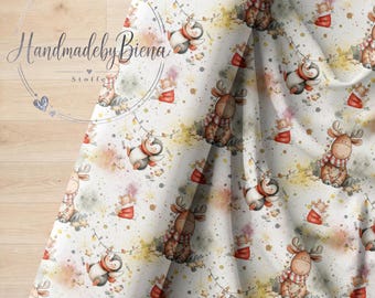Own production fabric Christmas Friends for creative sewing projects, baby/children/motifs