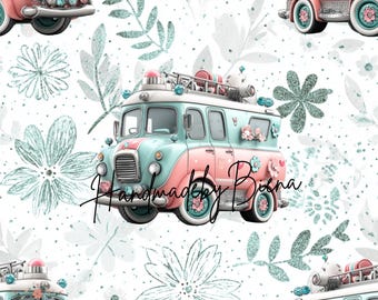Own production fabric Flower Truck Girls for creative sewing projects, baby/children/motifs