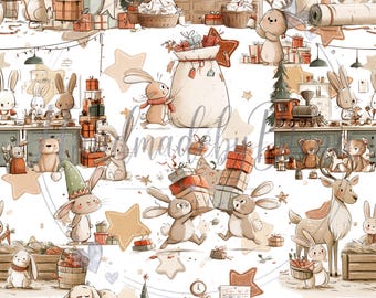 Christmas Fabric - Exclusive Fabric Design - Digital Print - Jersey / French Terry / Muslin - High-quality fabric for clothing and baby items