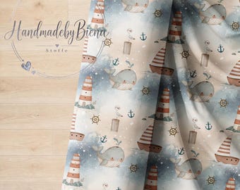 Baltic Sea Love Motif Unique #1 Fabric Design Digital Print Jersey / French Terry / Muslin High-quality fabric for clothing, baby items