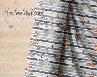 Baltic Sea Love Motif Unique #2 Fabric Design Digital Print Jersey / French Terry / Muslin High-quality fabric for clothing, baby items