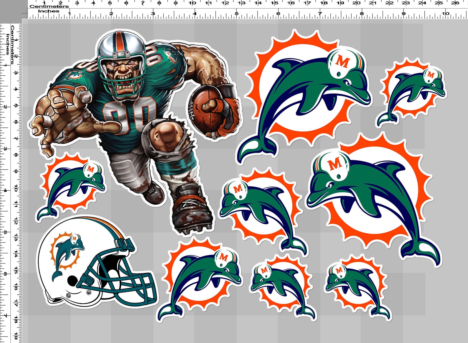 1 sheet miami dolphins 2 decal sticker gang sheet UV print Etsy