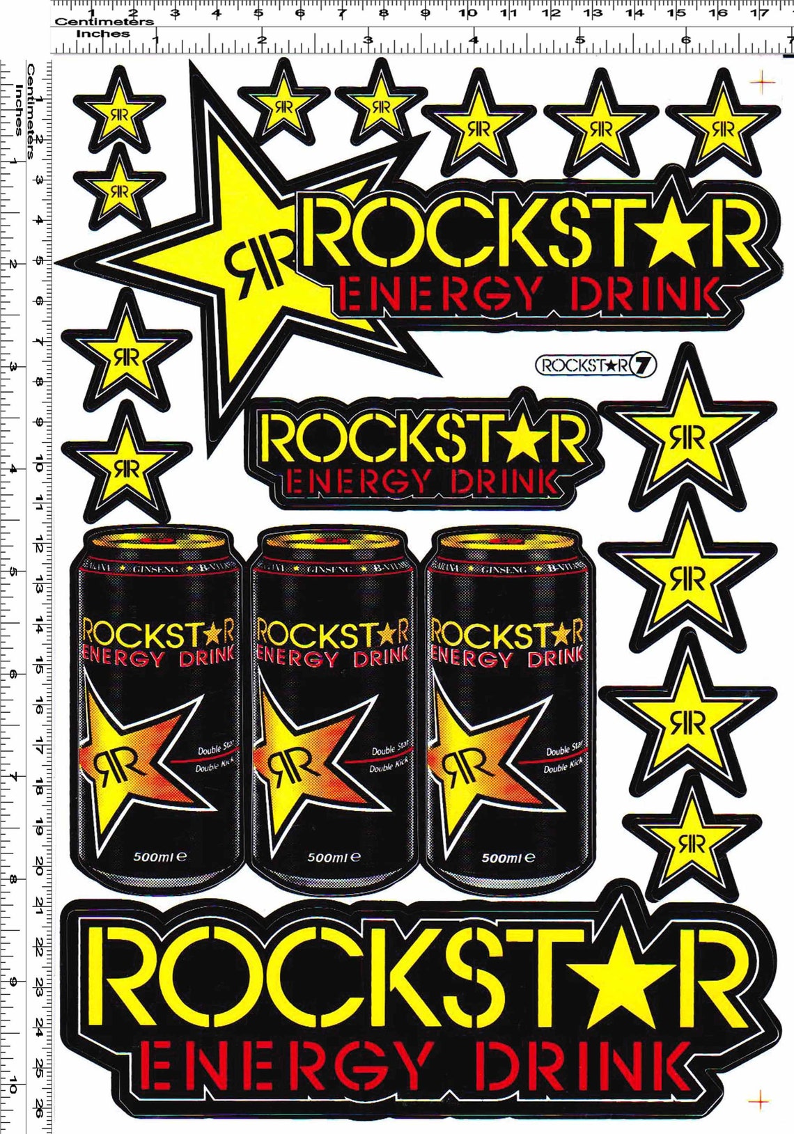 1 sheet rockstar energy drink decal sticker gang sheet diecut Etsy