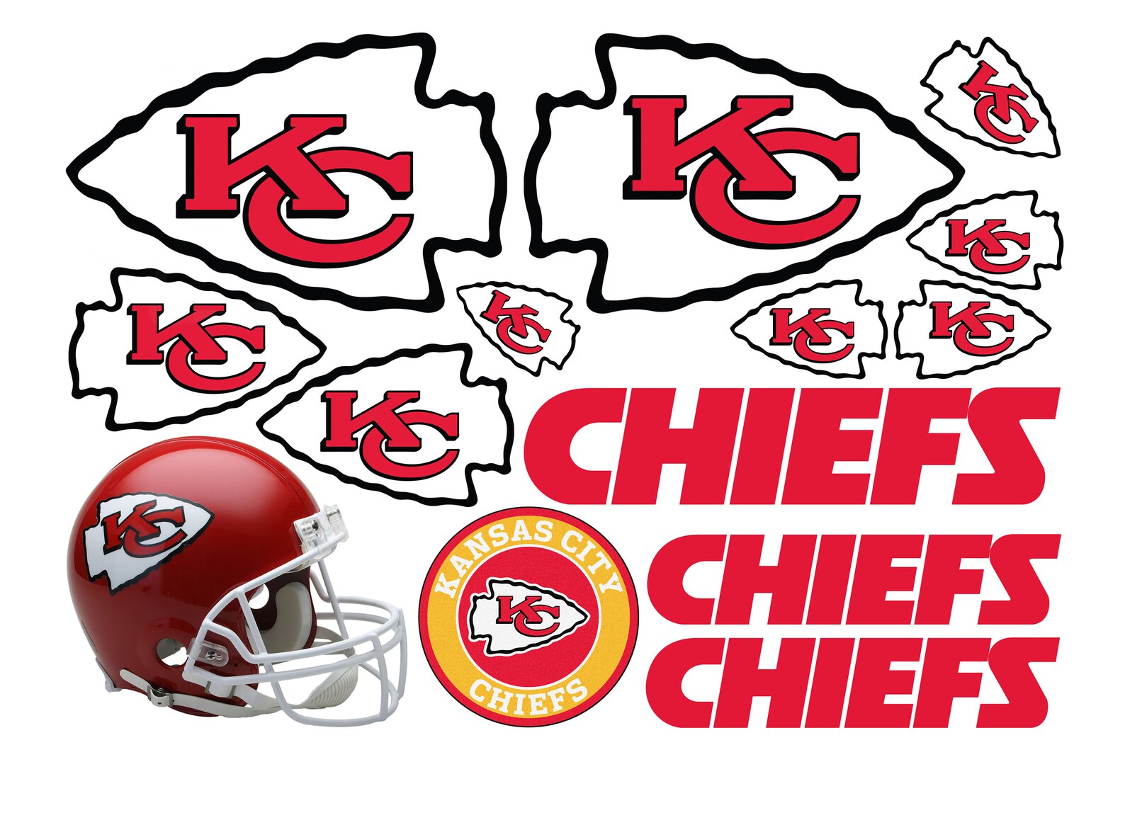 1 Sheet Kansas City Chiefs Decal Sticker Gang Sheet UV Print Etsy