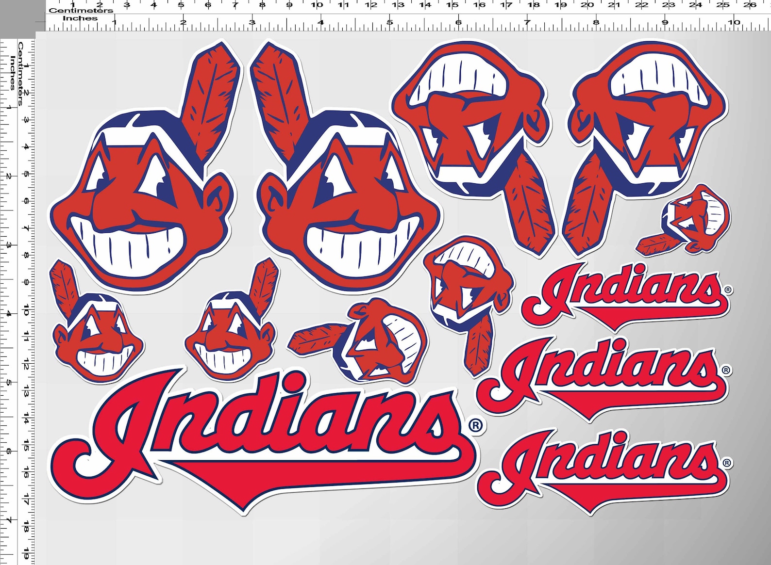 1 sh. cleveland indians baseball decal sticker gang sheet UV Etsy