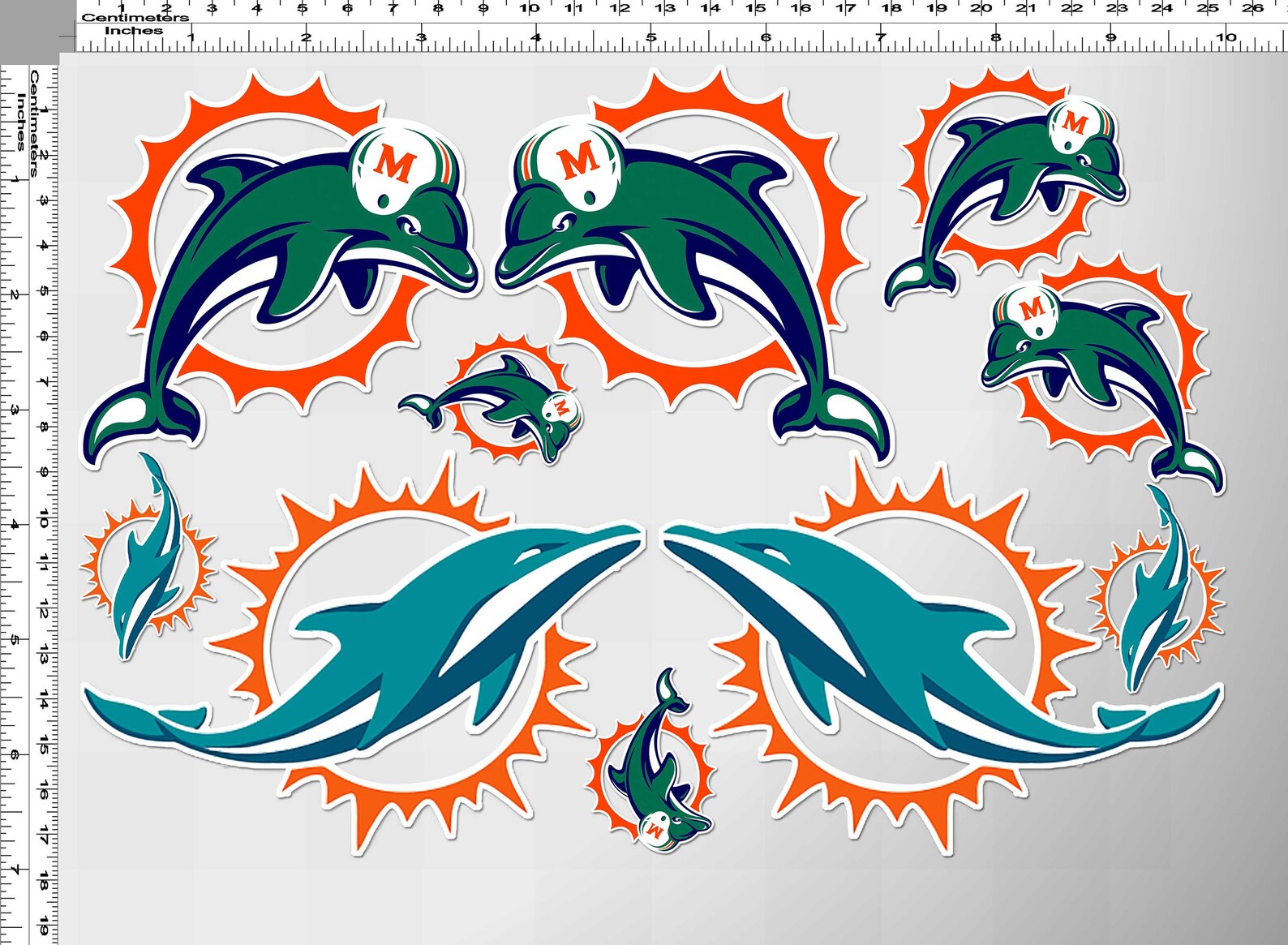 1 sheet miami dolphins decal sticker gang sheet UV print Etsy