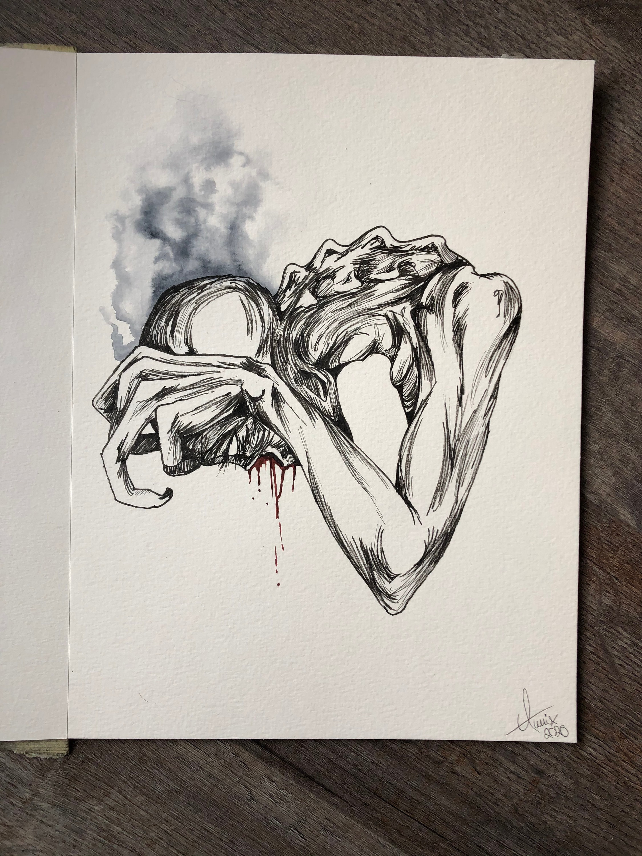 Unique Mixed Media Painting headache'' Original Etsy