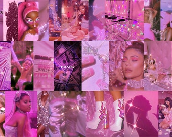 200 PCS | Boujee Pink 90s 2000s Wall Collage Kit | Y2K Pink Aesthetic Photo Prints | Vintage Printable Pictures for Room Decor (DIGITAL 4x6)