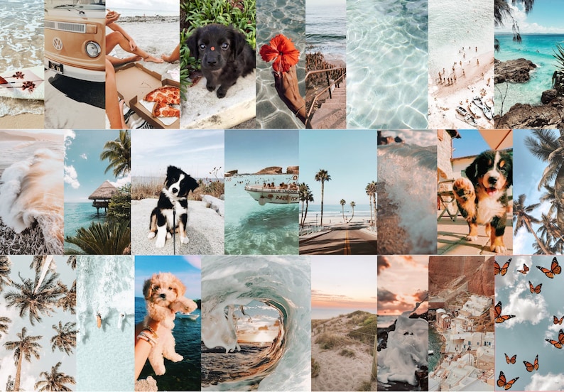 Coastal Summer Wall Collage Kit digital 50pcs Etsy