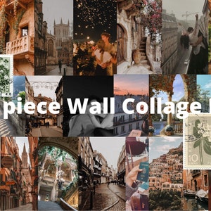 May include: A collage kit featuring 50 images of European architecture, cityscapes, and travel-themed imagery. The images are in a variety of colors, including brown, beige, white, and blue. The collage kit is perfect for adding a touch of European charm to any room.