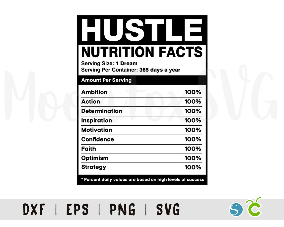 Hustle Nutrition Facts Svg Png Eps Dxf Nutrition Label | Etsy