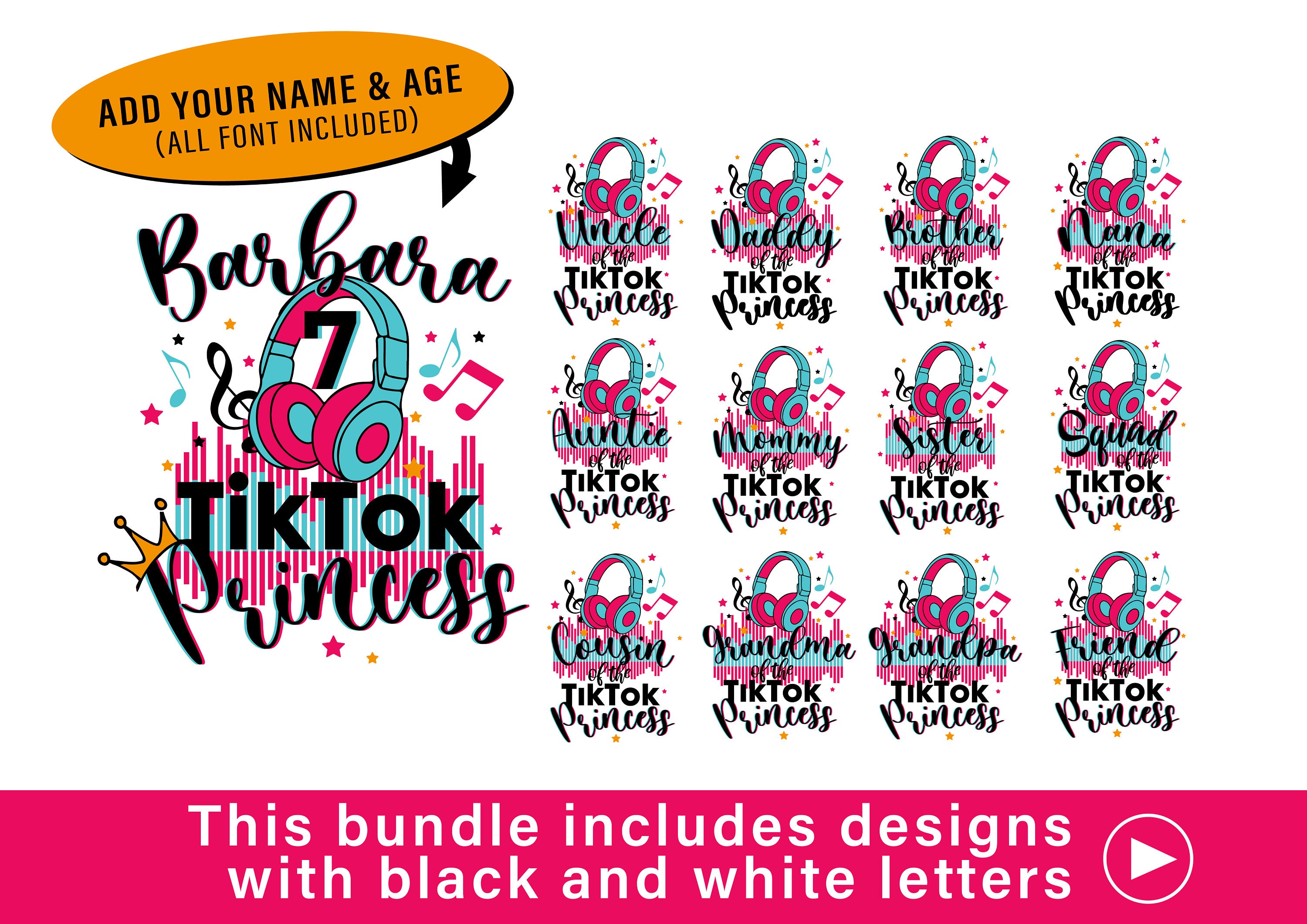 Tik Tok Birthday princess Bundle svg Birthday Squad svg Tik | Etsy