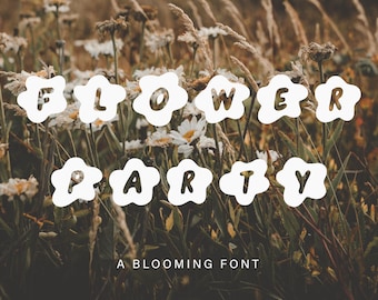FLOWER PARTY | a fresh groovy 70s handwritten flower font