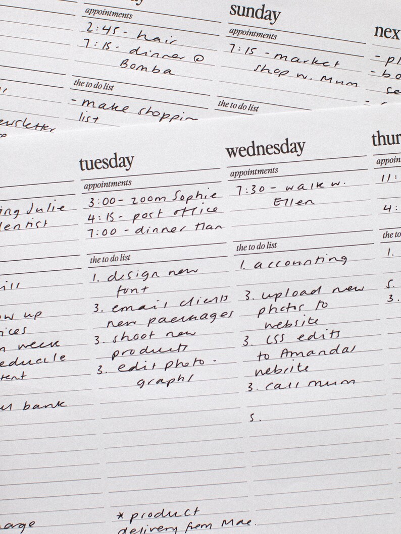 Weekly planner printable landscape minimalist weekly schedule week at