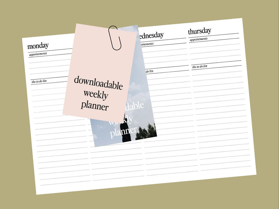 Minimalist Weekly Planner Printable: A4 Landscape Layout (digital ...