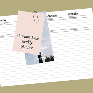 Weekly Planner Printable Landscape, Minimalist Weekly Schedule, Week At a Glance, Weekly Organiser, Office Planner, Desk Planner, A4