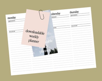 Weekly Planner Printable Landscape, Minimalist Weekly Schedule, Week At a Glance, Weekly Organiser, Office Planner, Desk Planner, A4