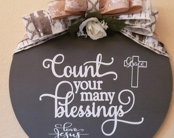 Count Your Many Blessings Door Wreath