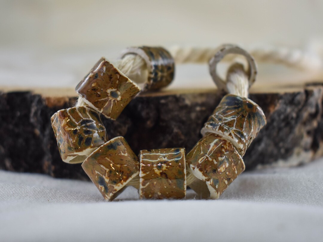 Ceramic Macrame Beads Clay Beads Big Hole Beads Boho Beads Macrame