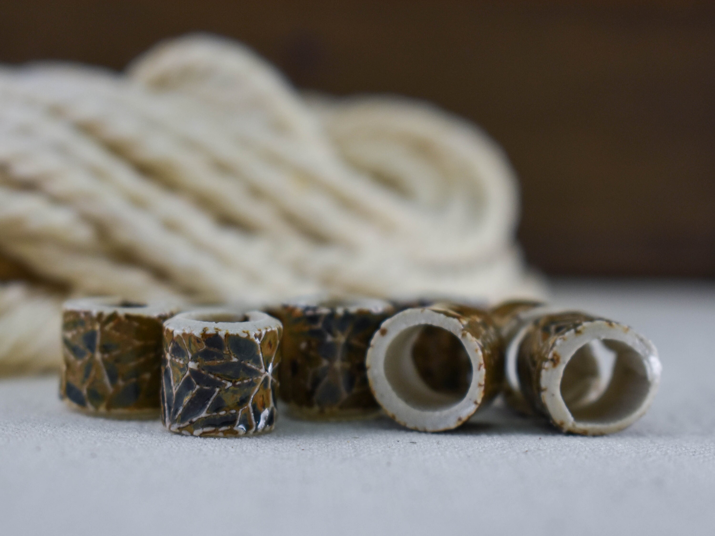 Ceramic Macrame Beads Clay Beads Big Hole Beads Boho Beads Macrame