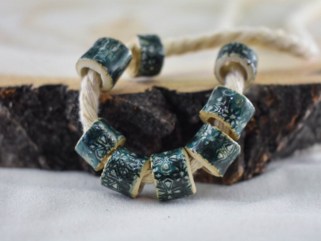 Ceramic Macrame Beads Clay Beads Big Hole Beads Boho Beads Macrame