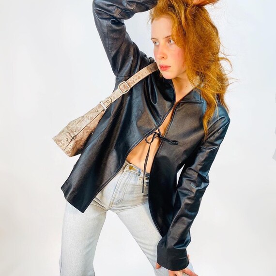 Long Sleeve Black Leather Jacket