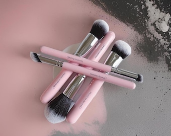 5-Piece Travel-Size Makeup Brush Set | Compact Face & Eye Brushes | Soft Synthetic Bristles | Portable Makeup Tools | Travel Beauty Kit