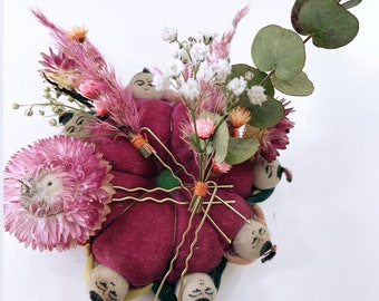 Pink & Orange dried flower hair pins