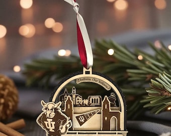 Indiana University Wooden Ornament | Handmade 3D Laser Engraved Keepsake | Hoosiers Gift