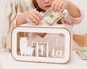 Mealheiro personalizado para menina, ideias de presente para filha, caixa de dinheiro infantil com nome, presente de menina, presentes de aniversário para crianças, decoração de berçário,