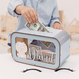 Name Piggy Bank For Kids Personalized Baptism Gift - Wooden Cash Box, Money Box ,Christening Gifts, Unique Baby Boy Gift, College Fund