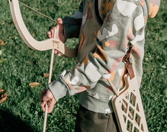 Ensemble de tir à l'arc pour enfants : arc et flèches en bois, lance-pierres sans danger pour les enfants, jeux d'extérieur pour enfants, jouet de développement, idée cadeau neveu pour bébé