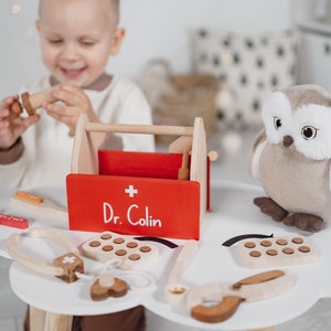 Personalized Hospital Tools Toy Toddler, Doctor Wooden Toy Set, Medical Toys Kit, Baby Doctor Play, Unique Toddler Christmas Gift